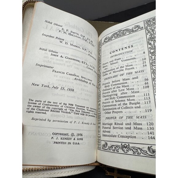 Vintage 1956 Catholic Sunday Missal With Gold Cross & Zipper Closure - Picture 12 of 14